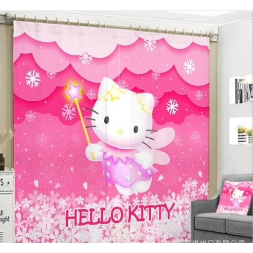 Pink cat 3D Window Curtain print Blackout living room wedding Bedroom decorate Cortina Drapes Rideaux Customized size pillowcase