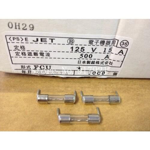 [ZOB] Japans JET FCU 5X20 15A 125V FUSES fuse with pin explosion-proof glass tube fuse --200pcs/lot