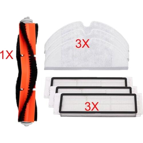 1x Main brush & 3x Hepa filter & 3x mop cloth replacements part for Xiaomi Roborock Vacuum Cleaner filter brush pads accessories