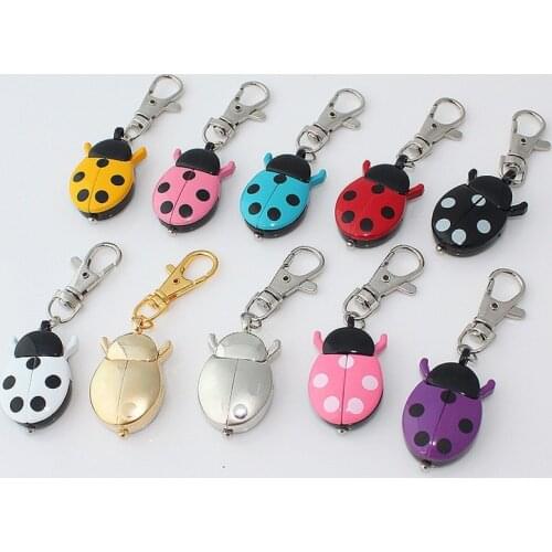 10pcs /Lot, Wholesale Mixed Colors Bulk Brand Fashion Beetles Ladybug Pocket Pendant Key Ring Chain Quartz Dress Watches
