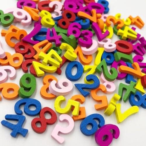 25/50/100pcs Mix 0-9 Number Wood Button No Hole Kids Sewing Crafts Accessorie 15 mm WB08