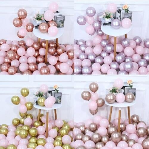 40pcs 10Inch Rose Gold Champagne Gold Chrome Balloons Macaron Pink Latex Globos Birthday Party Wedding Decorations Baby Shower