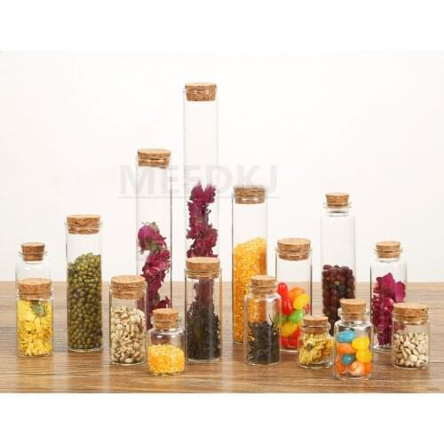 5pcs Mini wishing bottle small empty transparent cork glass bottle Wedding Holiday Decoration Crafts Kitchen storage bottles