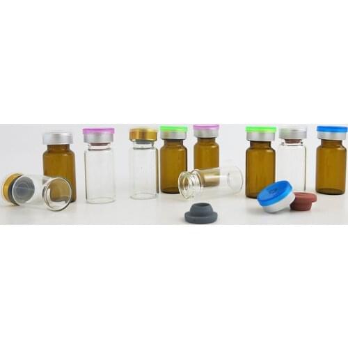 50 x 8ml Amber Clear Perfume Essential Oil Essence Glass Bottles with Filp off Lid Pharmaceutica Sample Vials & Rubber Stopper