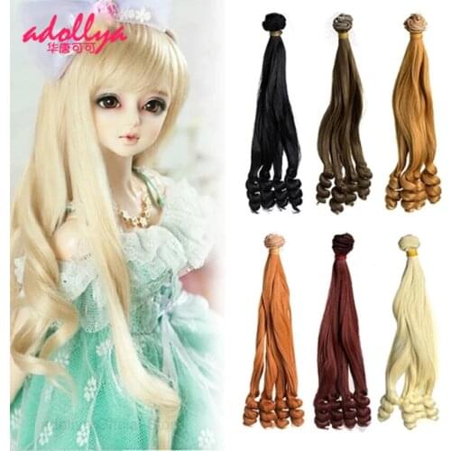 Adollya BJD Doll Accessories Curly Wig Gradient Hair for Doll Hair Tresses for Dolls Dress Up Toys for Girls Wig Tress 25*100cm
