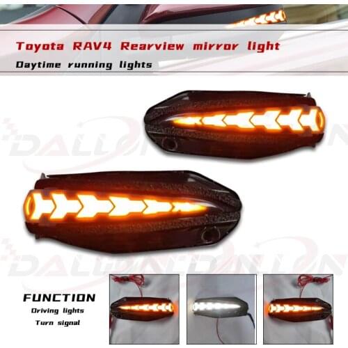 White and yellow LED Dynamic Turn Signal Side Mirror Light For Toyota RAV4 13-18 Highlander 4 Runner 14-21 XU50 Noah R80 Voxy