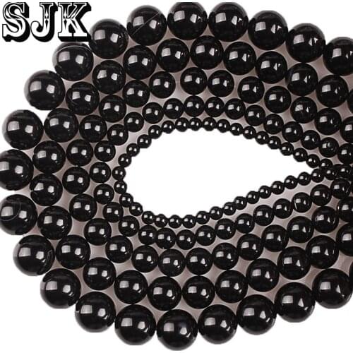 Natural Agates Stone Black Glass And Onyx Round Beads 4 6 8 10 12 14MM DIY Fashion Jewelry Womens Accessories Free Shipping