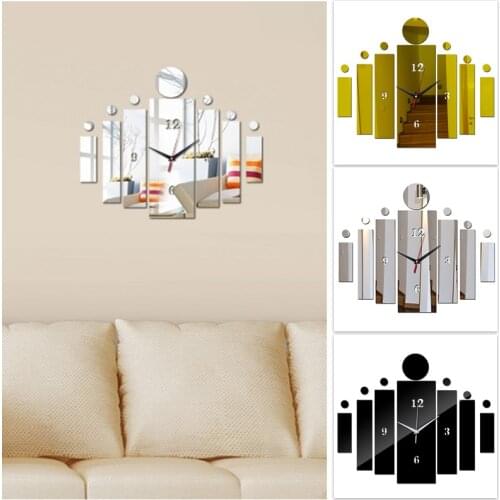 Creative Clock Acrylic Mirror Design Wall Clock Sticker Decorating Living Room Diamond Fashion Mute Room Decor