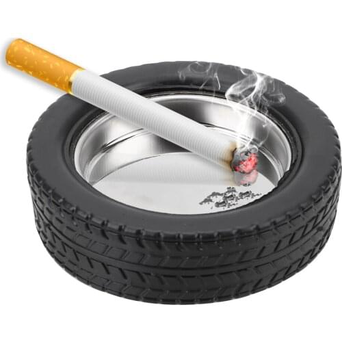 Home Office Hotel Decor Portable Universal Car Tire Ashtray Stainless Home Decoration Cigarette Tray