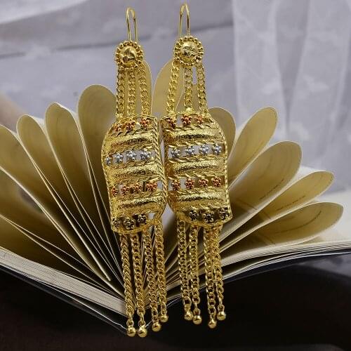 Ethiopian Dubai Arab marry Wedding Round Gold Color Earrings For Women Girls Jewelry Wedding Earring Jewelry