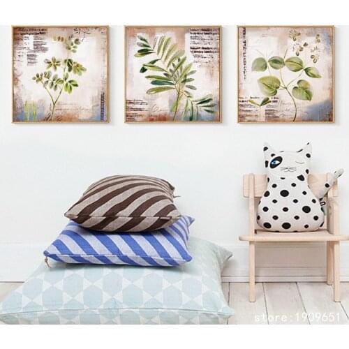 Cotton no frame pastoral green tree leaves letter canvas printings oil painting printed on cotton wall art decoration picture