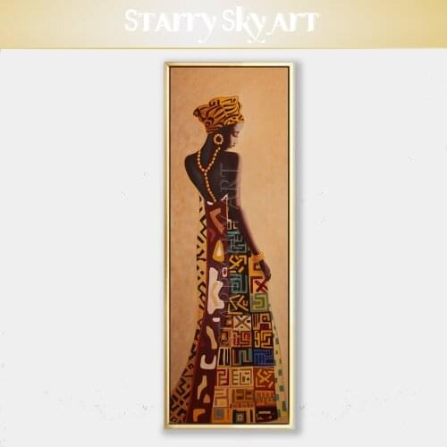 Beautiful Black Girl Art Picture for Wall Decor Hand-painted Unframed Beautiful Black Girl Portrait Oil Painting for Wall Decor