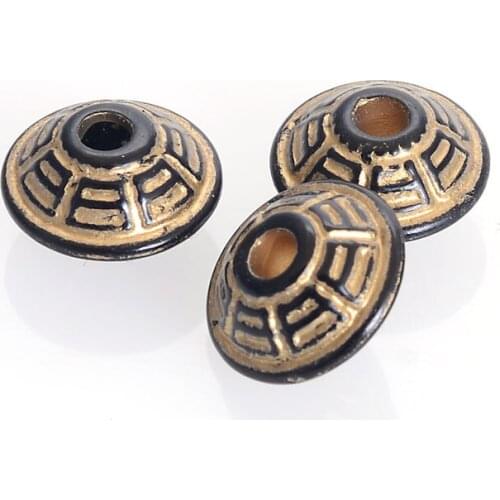 100 Pcs 11x7mm Plating Acrylic Antique Design Stripe Round Spacer Loose Charm Beads For Diy Handmade Jewelry Making Findings