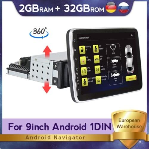 9" Car stereo for 360 Degree Rotation universal multimedia headunit Android USB 1 Din HD screen swc bt car audio video player