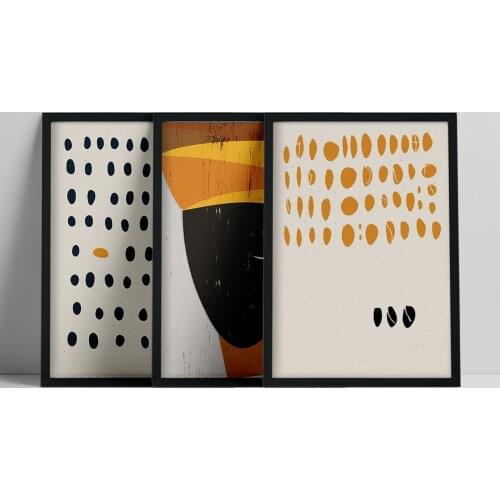 Minimalias Set of 3 Afro Prints, Abstract African American Woman Portrait, Mid Centuri Dots Artwork, Contemporary collage, Moder