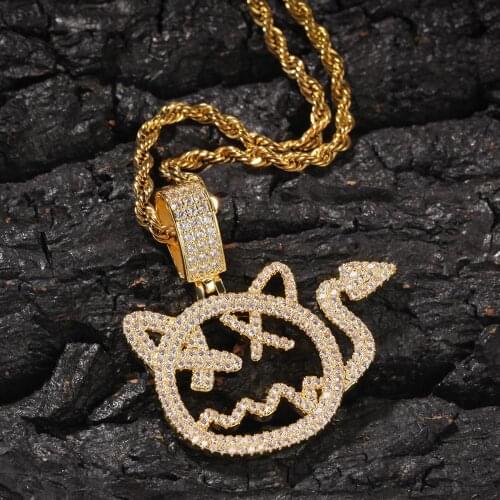 Hip Hop Fashion Men Pendent Necklace Cuban Crystal Miami Cuban Chain Gold & Silver Color Men Gorgeous Pendent Set Rock For men