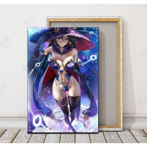 Home Decor Modular Canvas Picture Sexy Mona Genshin Impact Project Game Painting Poster Wall For Home Canvas Painting