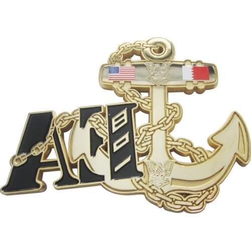 Soft Enamel Die Casting Metal Anchor Challenge Coins for Military