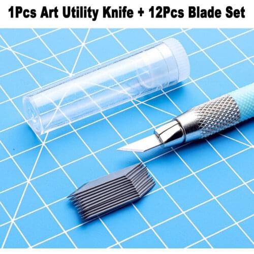 Art Utility Knife Cutter With 12 Blades Set Paper Cutting Pen Knives Handicraft Carving Engraving Sculpture Tool DIY Stationery