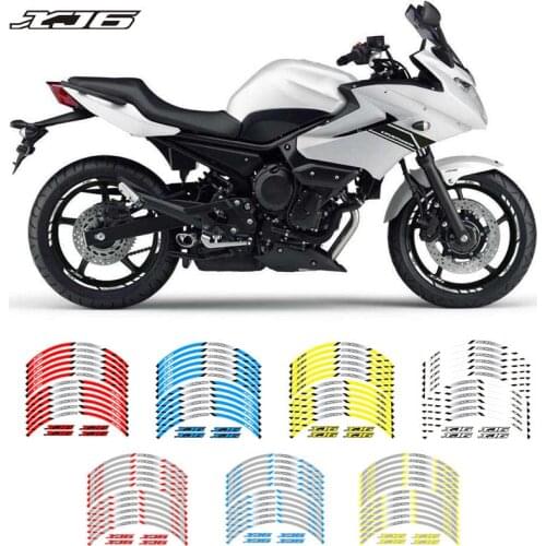 Motorcycle front and rear wheels Edge Outer Rim Sticker Reflective Stripe Wheel Decals For YAMAHA XJ6