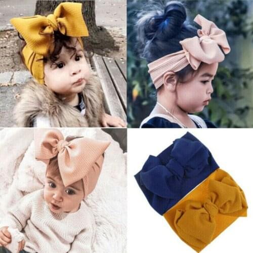 Citgeett Baby Kids Girl Flower Headband Big Bow Headband Hair Band For Baby Girl Headwrap Solid