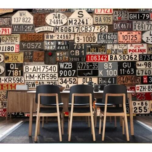 Wellyu Wallpaper custom living room bedroom photo 3D stereo Europe retro vintage license plate tooling mural background