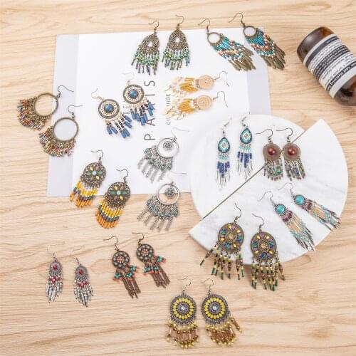 Charming Bohemian Vintage Ethnic Long Tassel Fringe Dangling Pendant Round New Fashion Earrings For Women 2019 Accesories
