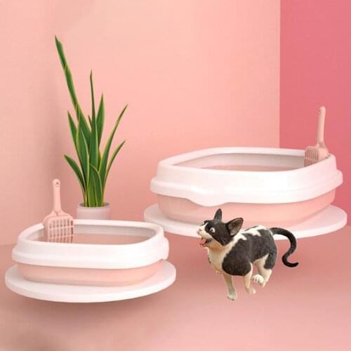 Plastic Dog Cats Bedpan Semi-closed Detachable Anti-splash Cats Litter Box with Scoop Pet Cats Litter Box Cats Supplies