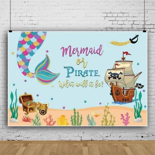 Mermaid and Pirate Ship Children Background Decoration Photography Studio Baby Shower Birthday Party Photo Backdrop Cloth