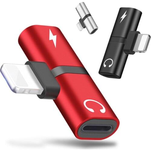 T-shaped Headphone 2-in-1 Dual-port Headphone Adapte for iPhone 12 8 Plus X XS Xs Max 11 Audio Charger Dispenser Accessories
