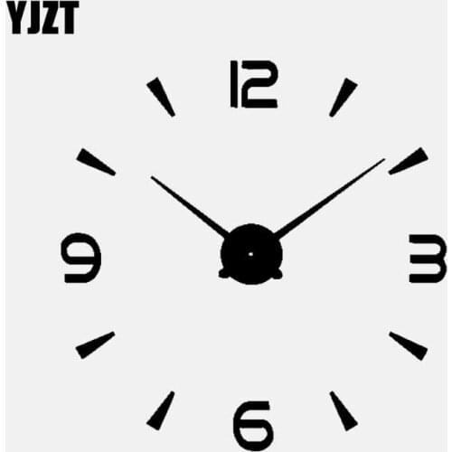 YJZT 14.8CM*15CM Clock Modern Watch Vinyl Decals Car Stickers Black/Silver C3-1137
