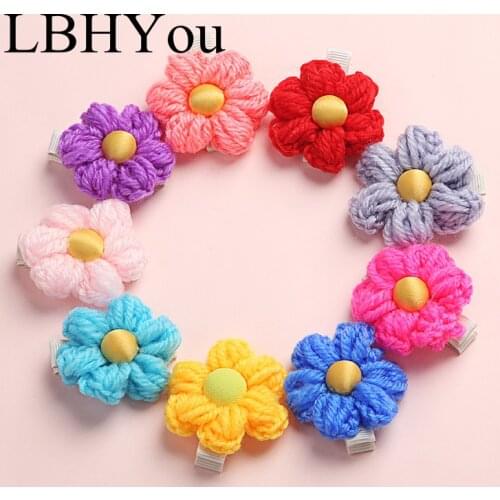 10pcs Princess Baby Girls Hair Clips ,Knitted Sweater Floral Hairpins,Little Girls Hair Accessories