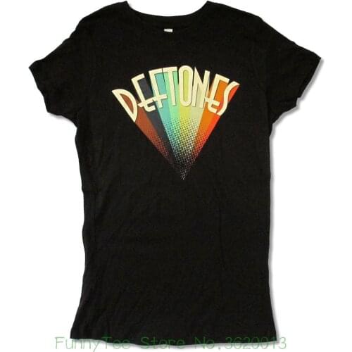 WomenS Tee Deftones Rainbow Logo Black Juniors Korean Styles New Official Licensed Fashion Personality Women