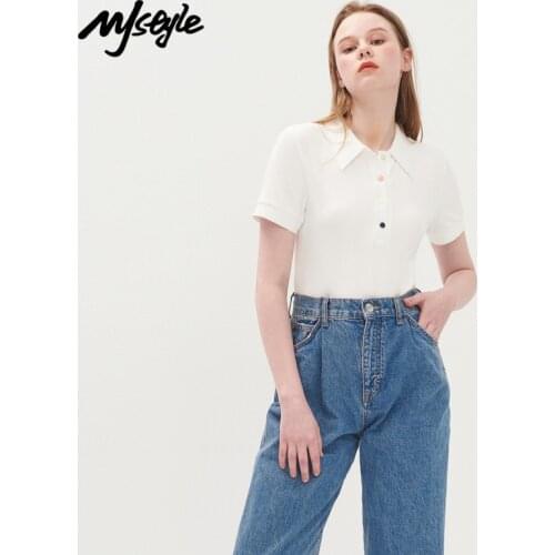 MJstyle Women Summer Polo Shirt Short Sleeve Lapel Polo Shirts Casual Ladies Fitted Streetwear Tops Tees for Womens 621100167