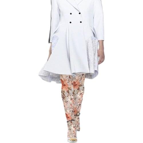 Womens tights Retro fashion flower Pantyhose Ink painting Printed pantyhose elegant flower girl tight female tights