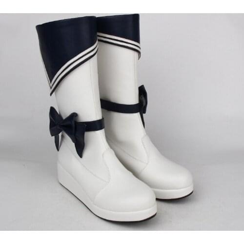 Spring ladies lolita shoes Navy boots women wedges heels bow leather High boots Princess platform shoes