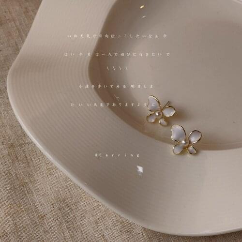 S925 Silver Needle Plated 14K Real Gold Oil Drop Earrings Small Flowers Fresh Earing Women Ear Piercing Stud Earrings Silver