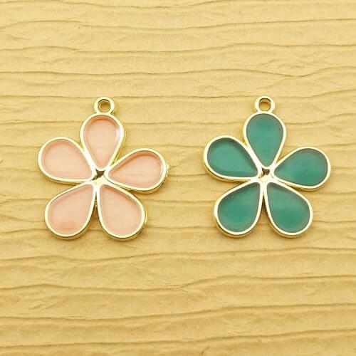 10pcs 17x20mm enamel flower charm for jewelry making fashion earring pendant necklace charm cute bracelet charms