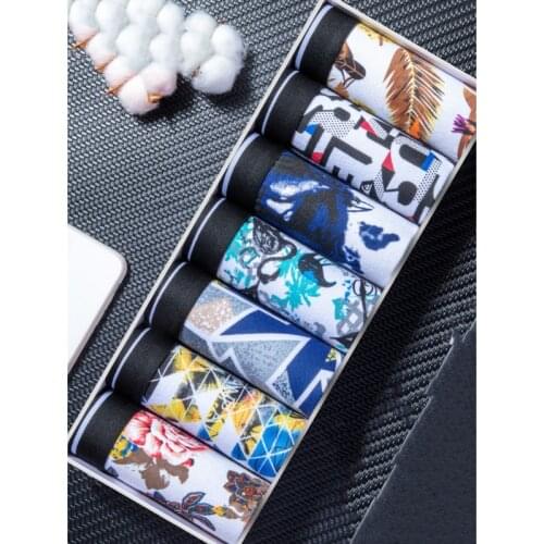 4/5/6/7pcs Cotton Sexy Men Boxer Hombre Breathable Underwear Men Comfortable Panties Print Man Boxershorts Homme Underpants