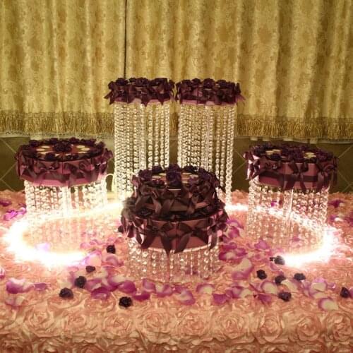 5pcs D20 Crystal Cupcake Stand Top Quality Clear Circle Round Stand Wedding Birthday cake display shelf