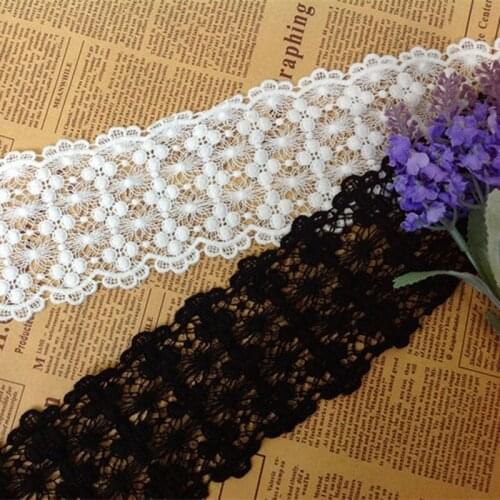 5yards/Lot Diy handmade accessories White or Black vintage cotton embroidery hollow lace trim 8cm wide-QX