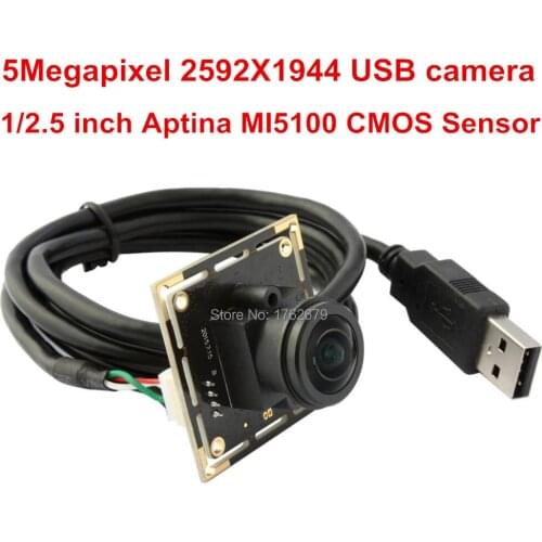 5MP 2592x1944 Fisheye USB Webcams Aptina MI5100 CMOS 1.56mm Fisheye Lens UVC Web Camera Module