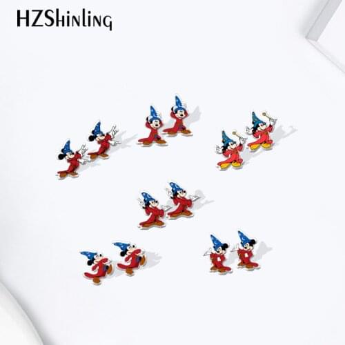 Disney Fantasia Cartoon Magic Mickey Acrylic Stud Earrings Resin Epoxy Ear Jewelry