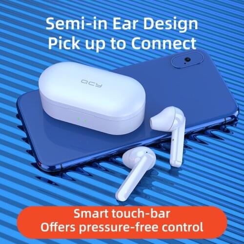 QCY T3 TWS Wireless Headphones Bluetooth V5.0 Fingerprint Touch 3D Stereo WIth Dual-Mic earphones