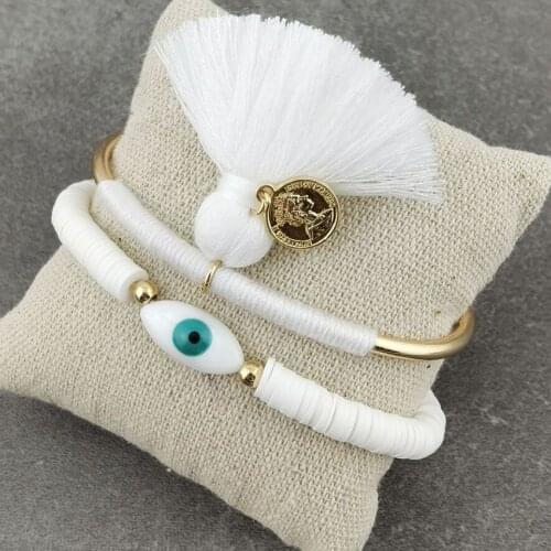 Go to Beach for Summer Bracelets Fashion Handmade Angle Lucky Evil Eye Bracelet with Good Tassel