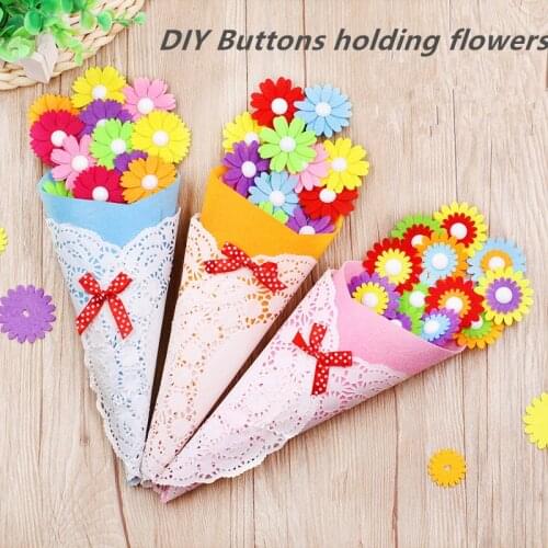 Button Bouquet Children DIY Educational Toys Holding Flowers Handmade Gift Room Decoration Flower Craft Kits Creative Toys