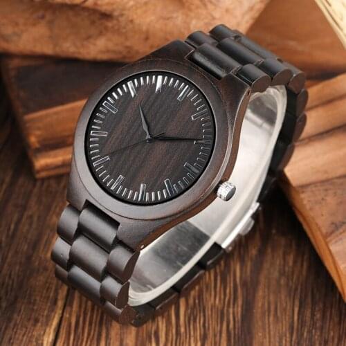 Wood Watch Luxury Ebony Wood Man Full Natural Band Quartz Clock Male Casual Light Mens Wrist Watches reloj para hombre 2020 New