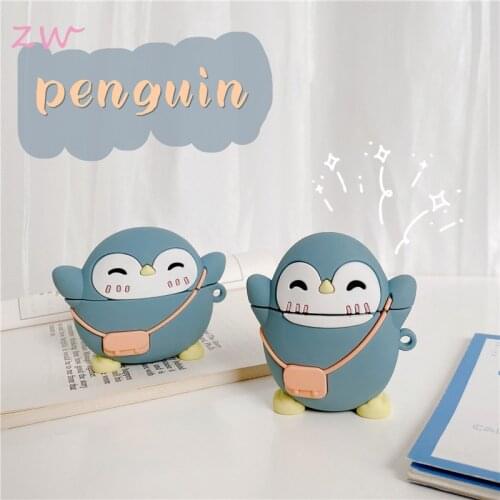 Cartoon 3D Cute Backpack Penguins For Apple Airpods 1 2 3 Pro Wireless Bluetooth Headphone Case Protective Cover