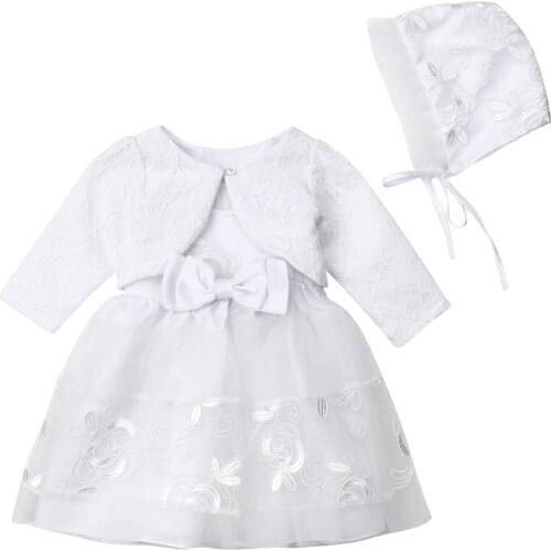 Citgeett White Solid Lace Baby Flower Girl Christening Wedding Bridesmaid Party Princess Formal Dress