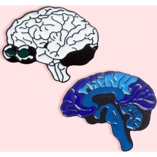 Humans Brain Organ Enamel Pin White Blue Brain Badge Brooch Denim Clothes Backpack Organ Jewelry Gifts